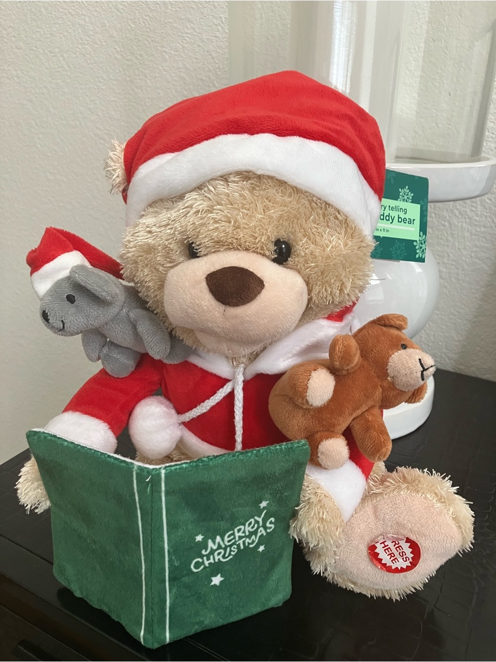 Plush Teddy Bear Christmas Storytime Toy - Red Santa Outfit
